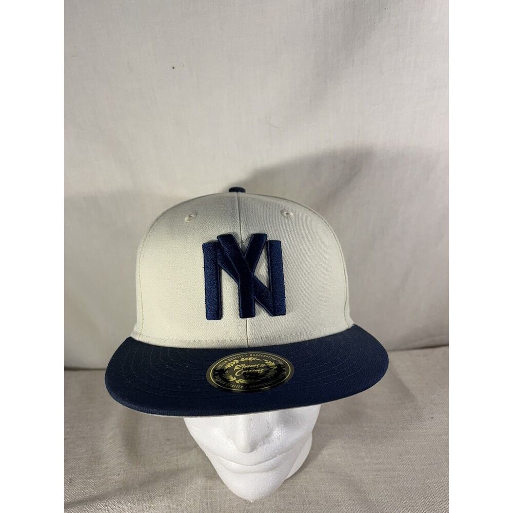 Rings & Crwns New York Black Eagles Men's Hat NLB Fitted Ivory/Blue Size 7 1/4